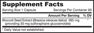 BroccoMax Nutrition Label