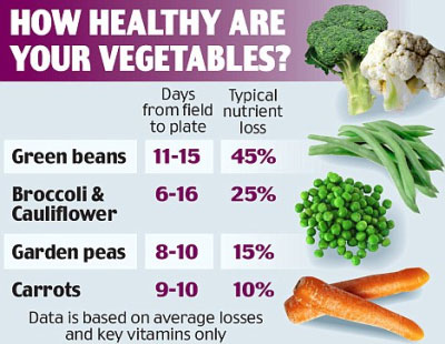 How Much Nutrition Do Vegetable Lose While in Fridge