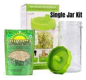 Single Jar Broccoli Sprouting Kit with Seeds, Mason Jar and Mesh Strainer Lids